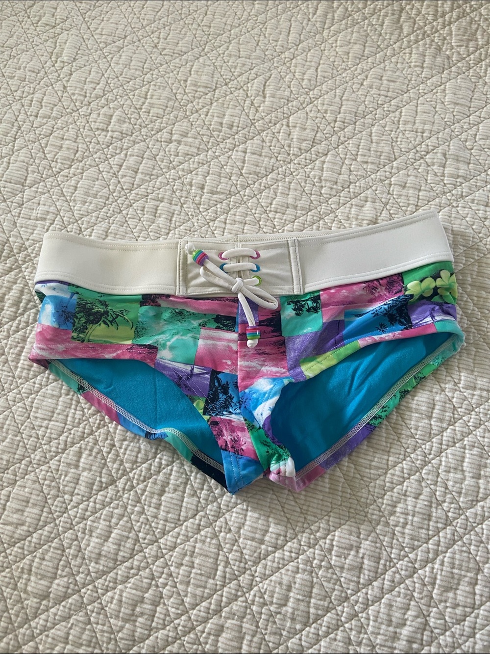 OP Bright Aqua & White Swim Bottoms